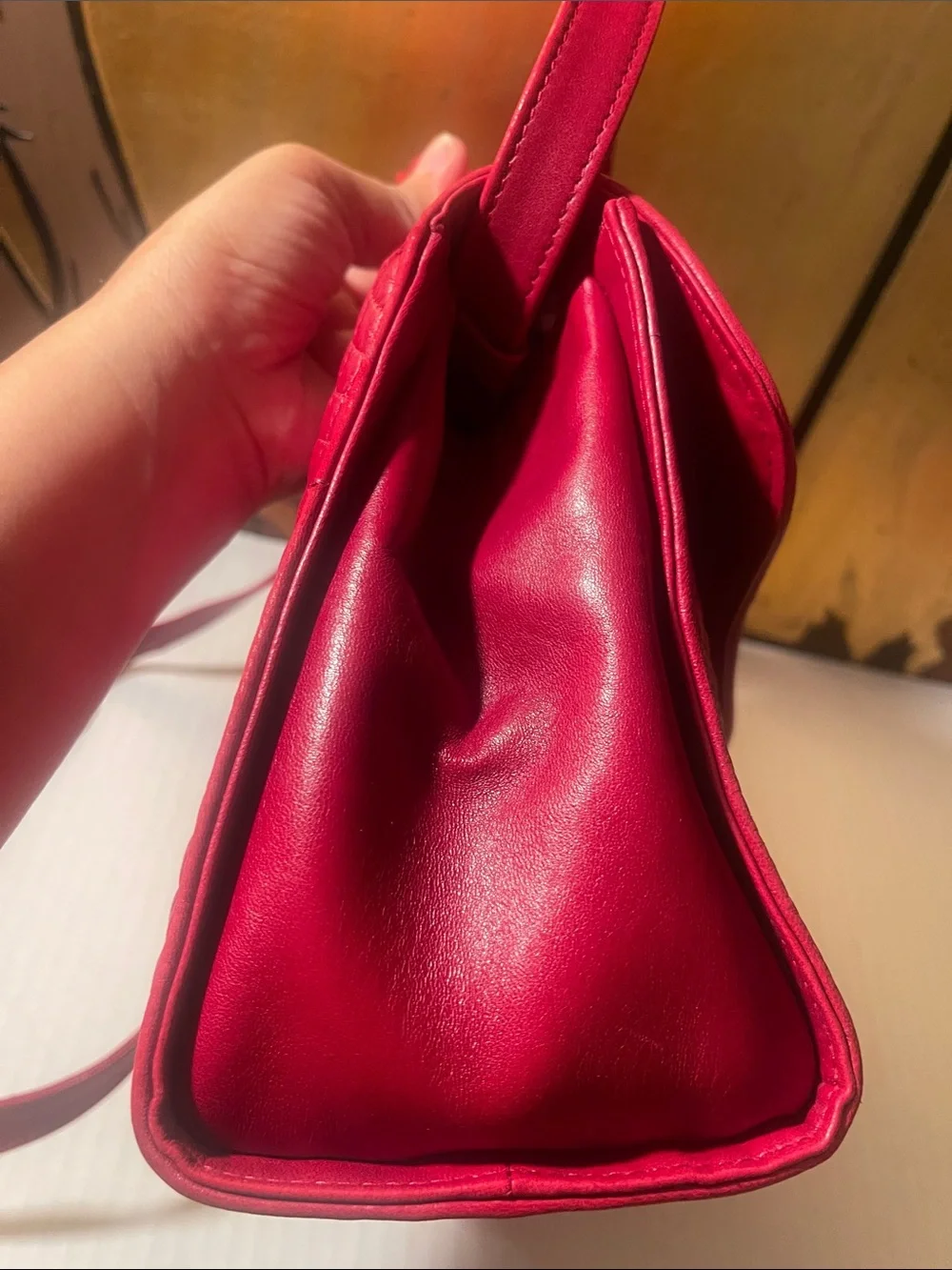 Bally Quilted Red Top-Handle Shoulder Bag